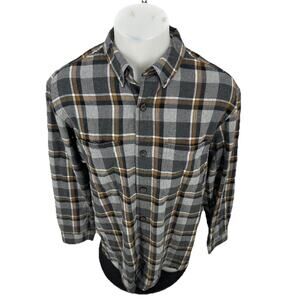 Duluth Trading Medium Men Button Up Shirt Relaxed Fit Plaided Cotton N2